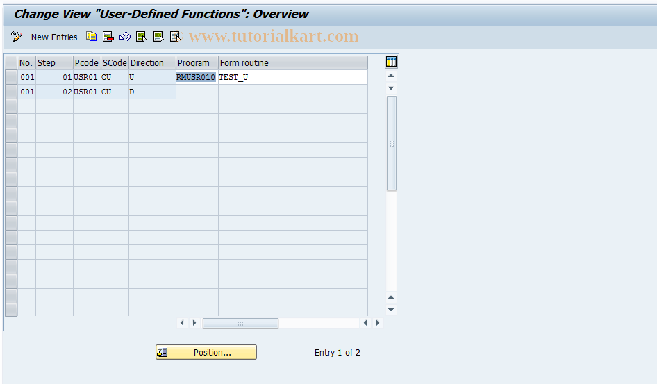 SAP TCode OD65 - User Functions