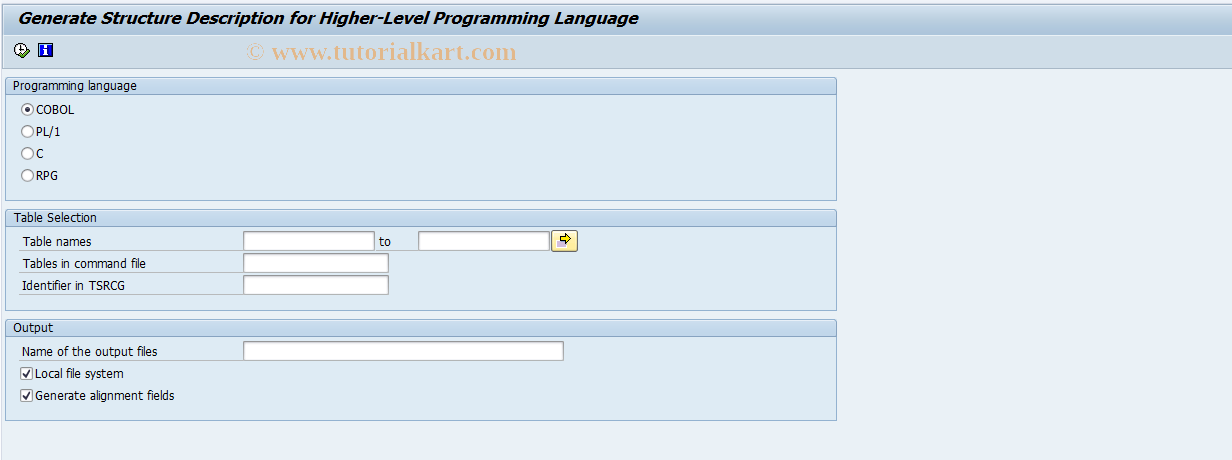 SAP TCode OD90 - Record Layout for Batch Input (Docs)