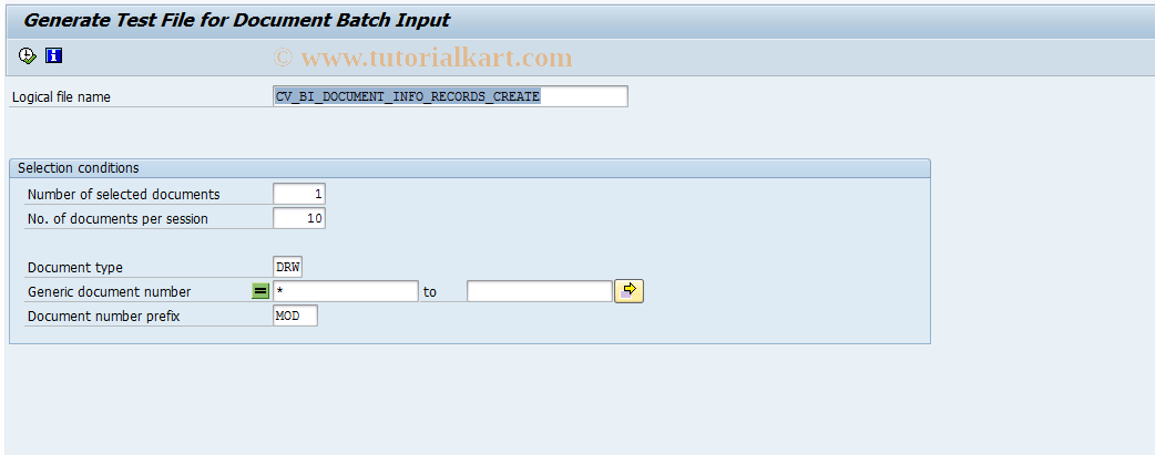 SAP TCode OD92 - Document Batch Input Example File