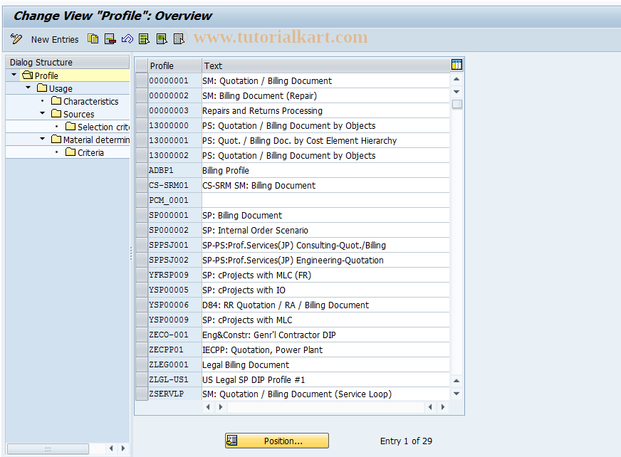 SAP TCode ODP1 - DIP Profile