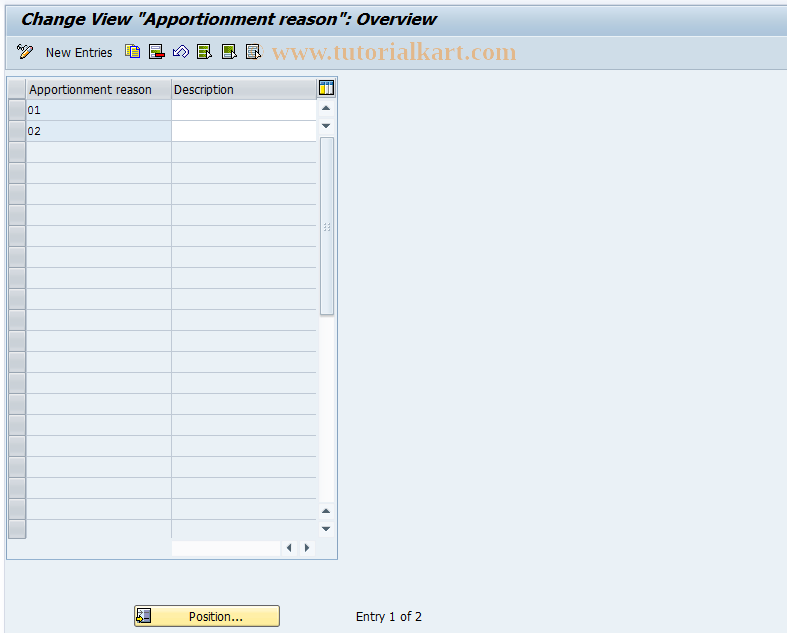 SAP TCode ODP3 - Determine Apportionment Reason