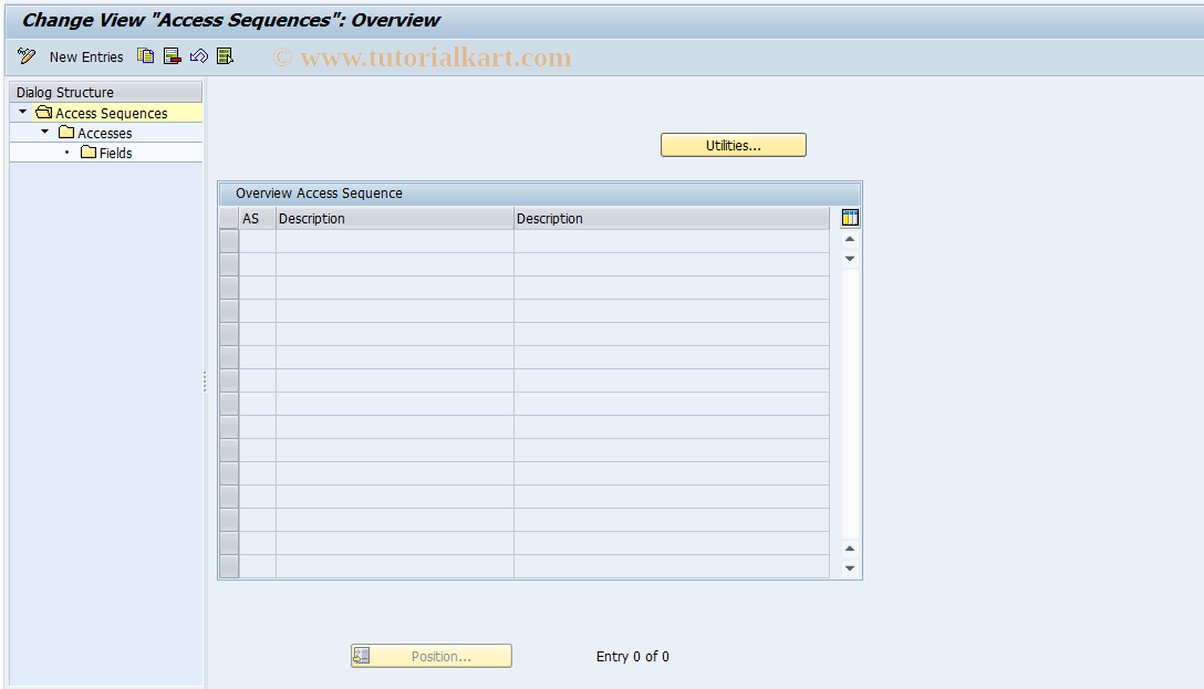 SAP TCode OEH5 - Define Access Sequence for Variants