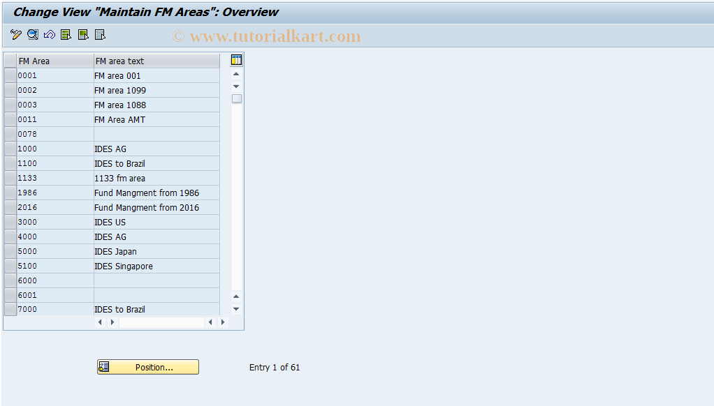 SAP TCode OF15 - Maintain FM Area - Funds Management