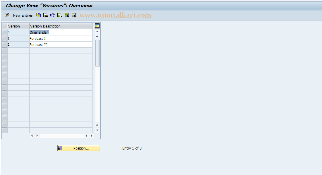 SAP TCode OF22 - Financial Budgeting Versions