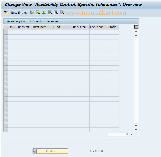 SAP TCode OF23 - Availability Control Tolerances