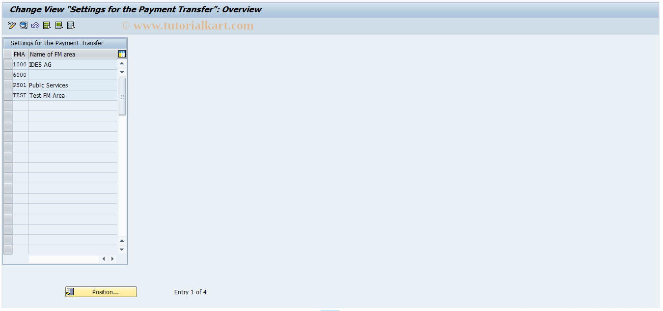 SAP TCode OF29 - Settings for the Payment Transfer