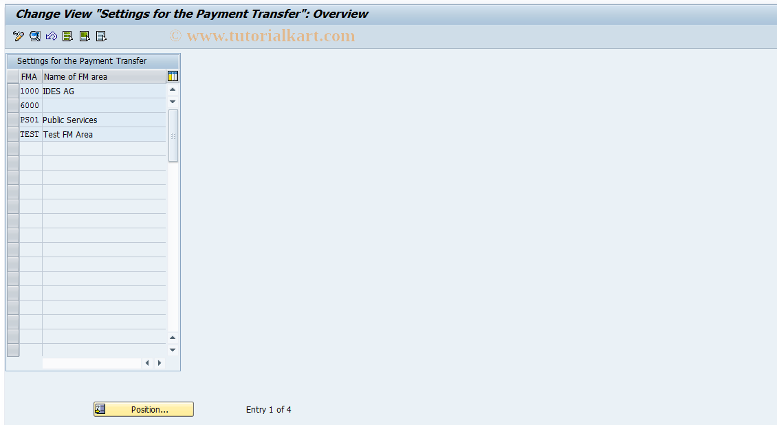 SAP TCode OF29_EH4 - Settings for the Payment Transfer