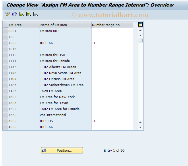 SAP TCode OF33 - Assign Number Range to FM Area