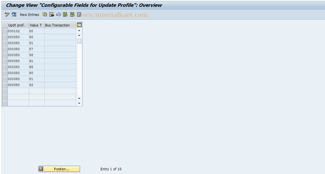 SAP TCode OF36 - User-Dependent Profile Maintenance