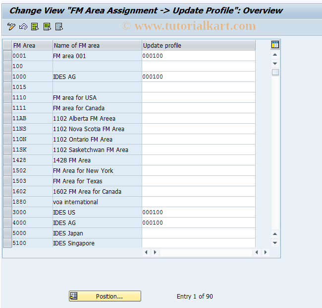 SAP TCode OF37 - Assign FS Profile to FM Area