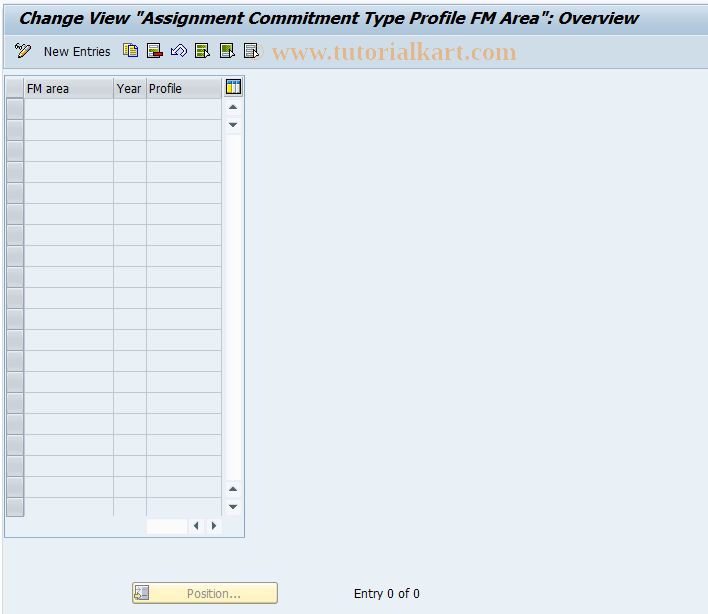 SAP TCode OF38 - Assign cmmt type profile to FM area