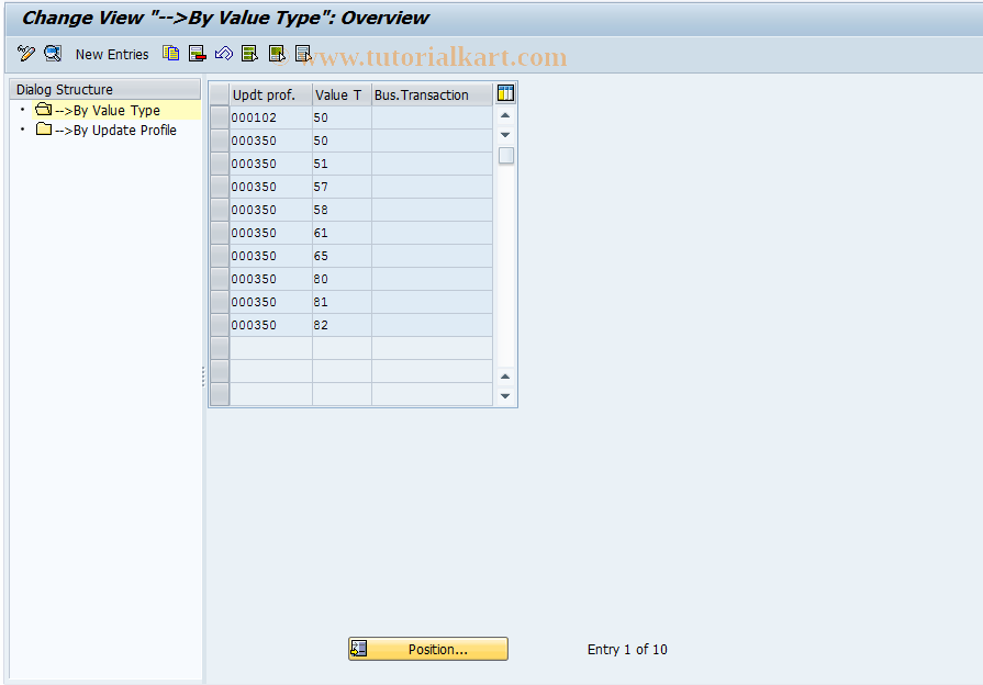SAP TCode OF39 - Customized update profile