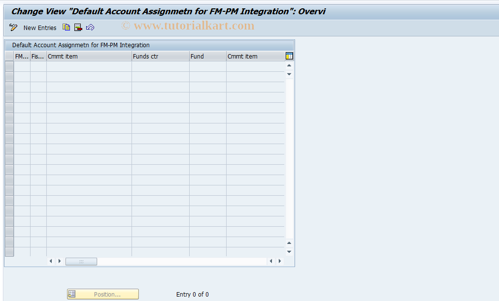 SAP TCode OF41 - Define Default FM-PM Account Asst