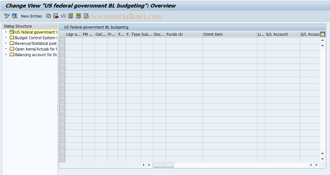 SAP TCode OFBL - Budgetary ledger account derivation