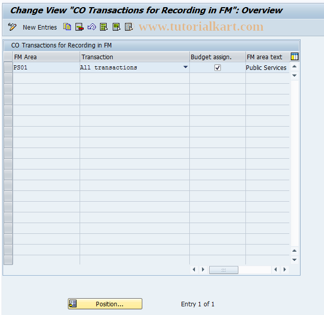 SAP TCode OFC4 - Assign CO Transctns for FM Recording