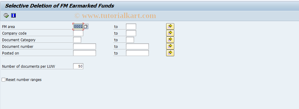 SAP TCode OFDM2 - Delete Selection of Earmarked Funds