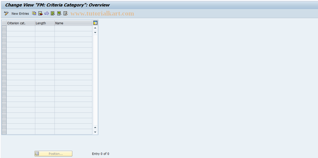 SAP TCode OFK1 - Maintain Criteria Type Cmmt. Item