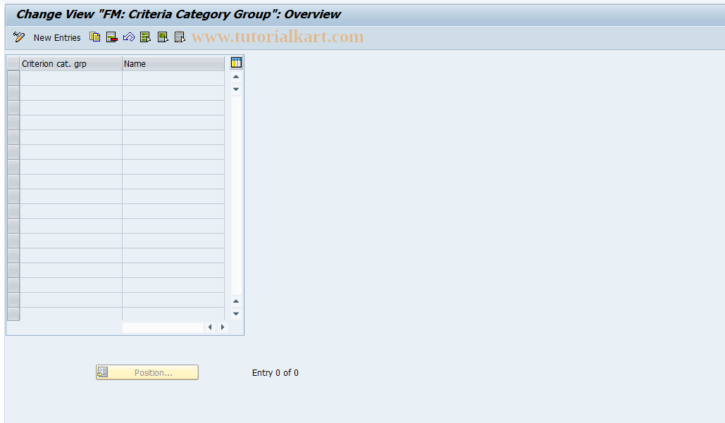 SAP TCode OFK2 - Maintain Criteria Category Group