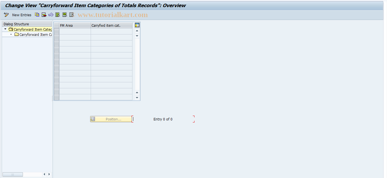 SAP TCode OFKA - Maintain Carryfwrd Values Tot. Rec.