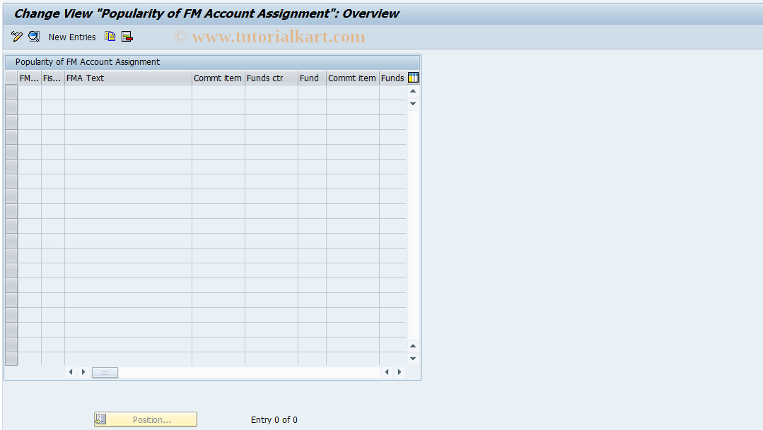 SAP TCode OFKT2 - FM Account Assignment Settings