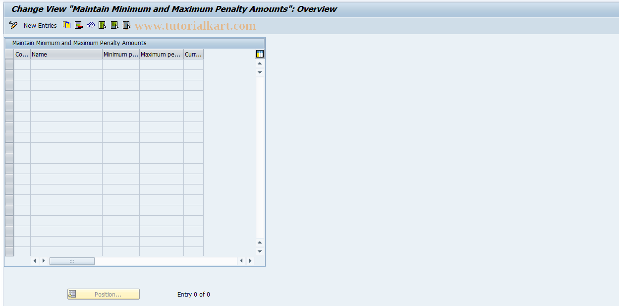 SAP TCode OFMM - Maintain minimum & maximum penalties