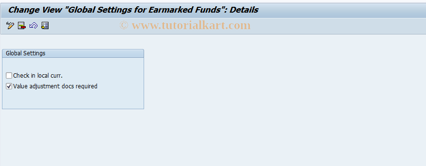 SAP TCode OFMR0 - Global Settings for Earmarked Funds