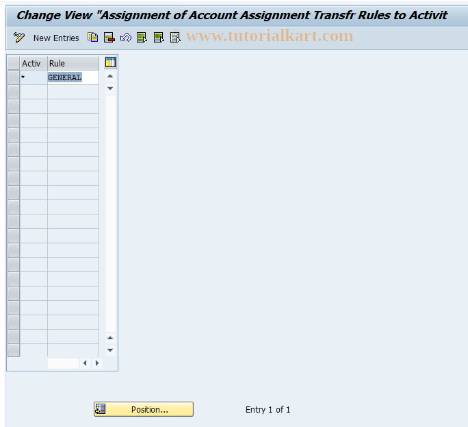 SAP TCode OFMR5 - Assgt of Activities to Transfer Rule