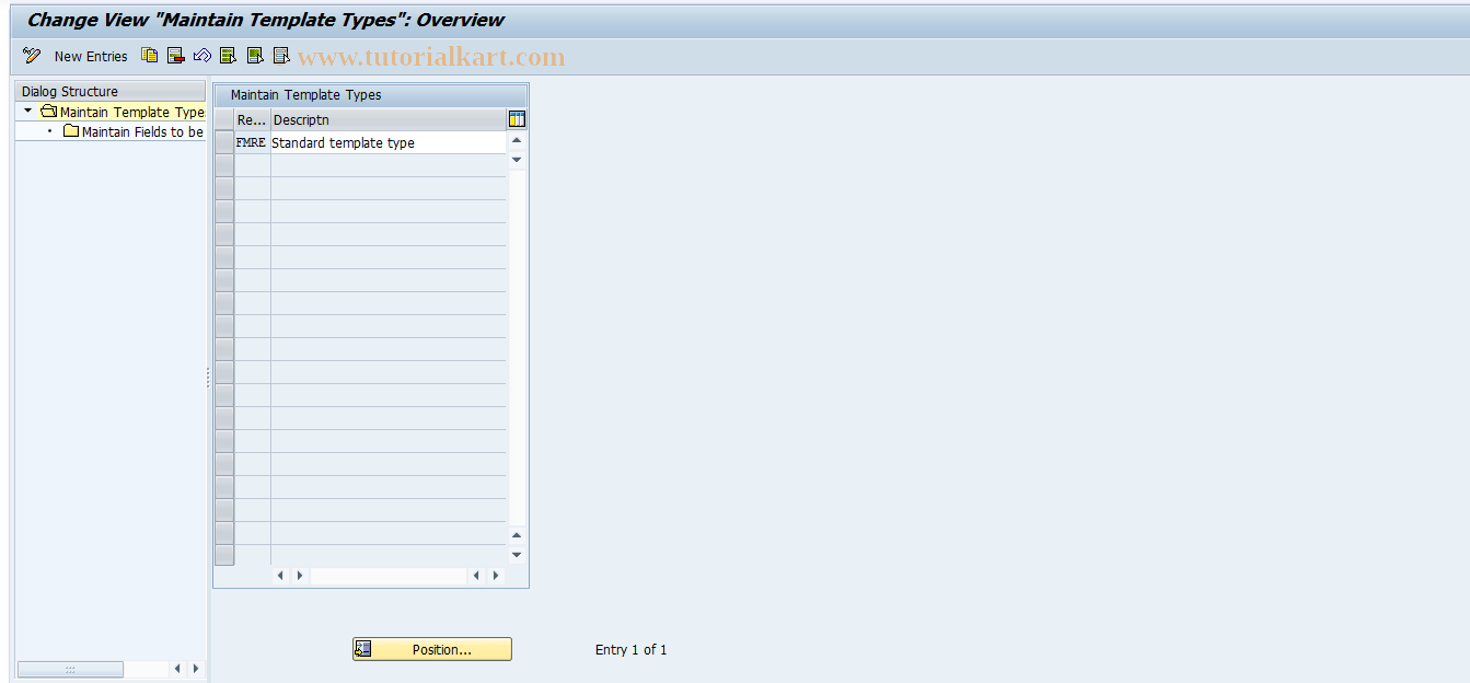 SAP TCode OFMR6 - Maintain Template Types