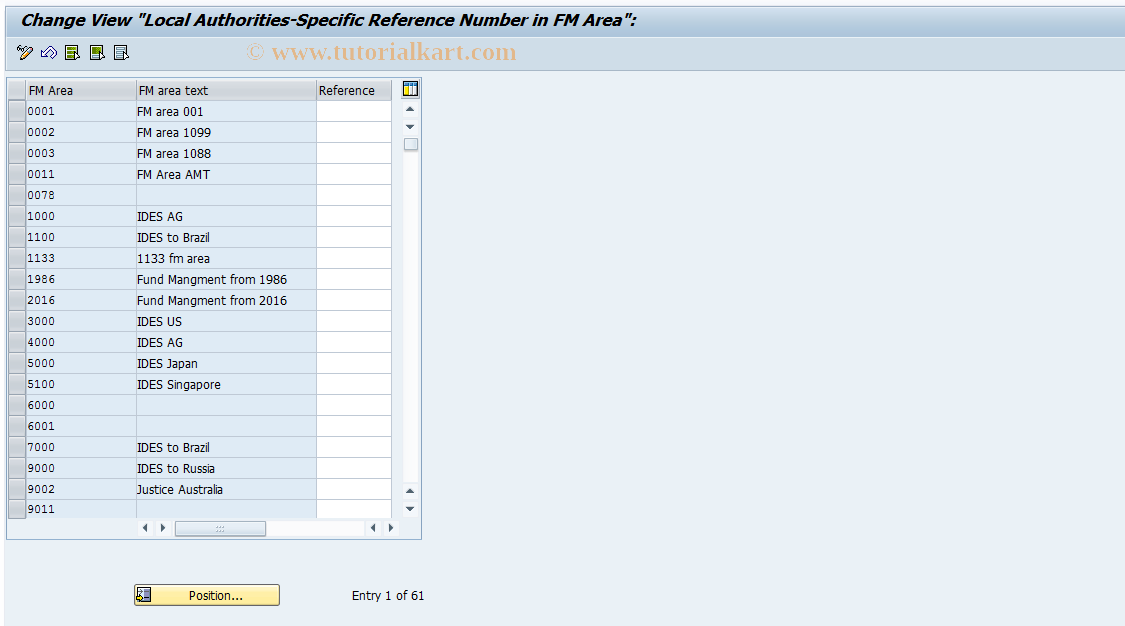 SAP TCode OFM_FM01_KOM - Maintain ID Number in FM Area