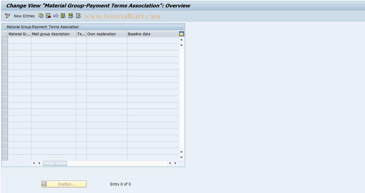 SAP TCode OFNM - Maintain payment term for material group