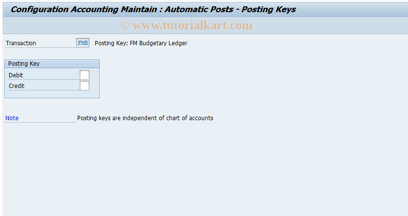 SAP TCode OFPK - FM budgetary ledger posting keys