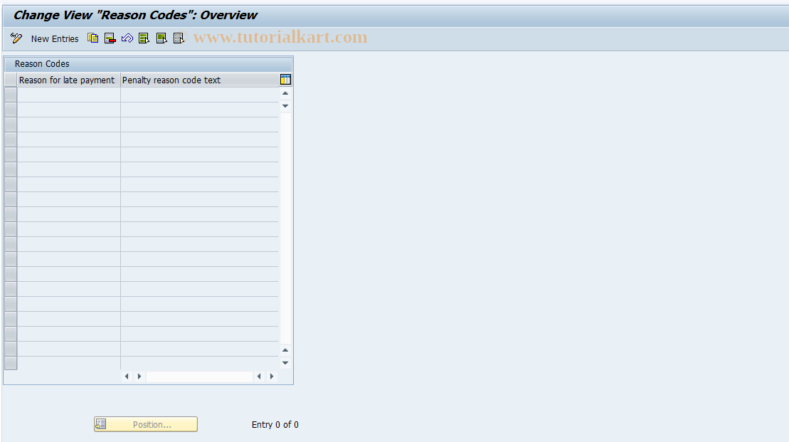 SAP TCode OFRC - Maintain reason codes & their texts