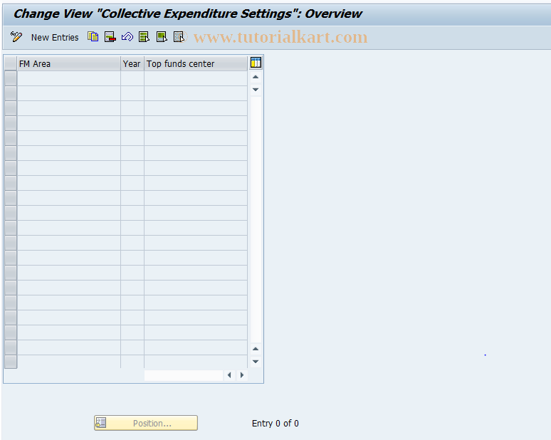 SAP TCode OFSN - Collective Expenditure Settings