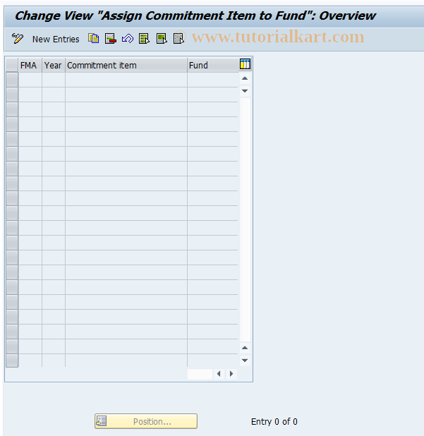 SAP TCode OFUN - Assign Commitment Item to Fund