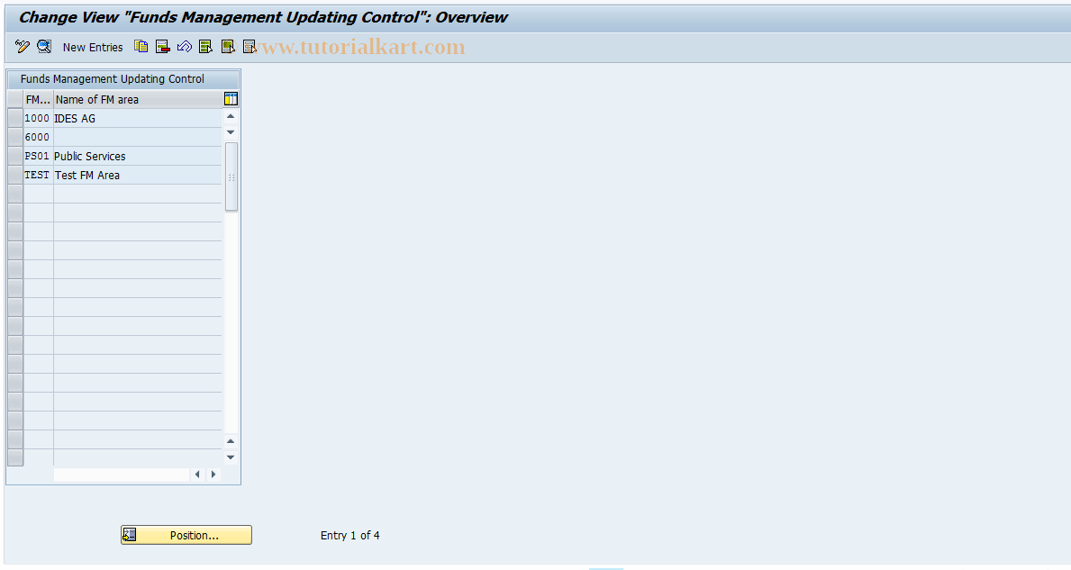 SAP TCode OFUP - Funds Management Control