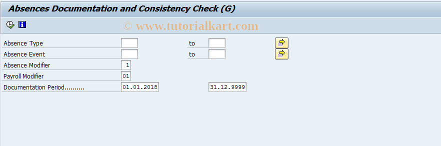 SAP TCode OH18 - HR Customizing: Absence Docu.