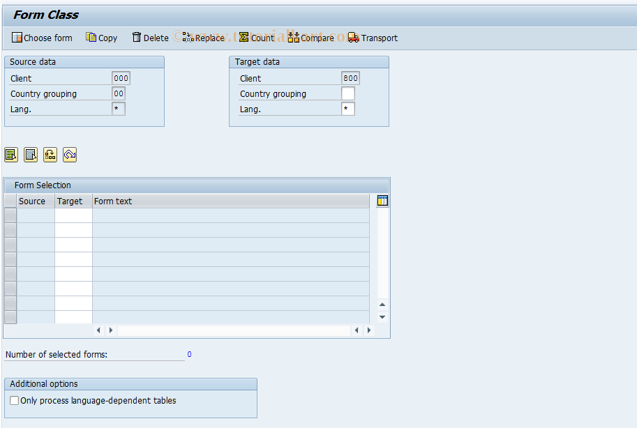 SAP TCode OH23 - Enter Parameters for PUFK