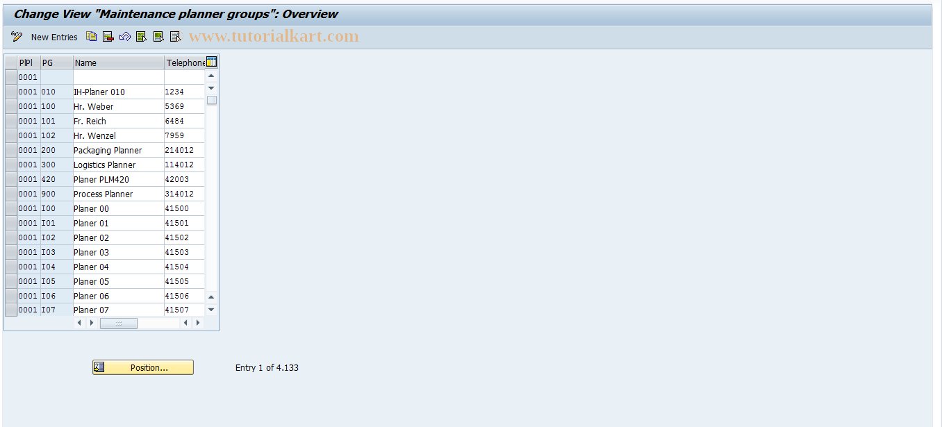 SAP TCode OIAI - Maintenance Planner Groups