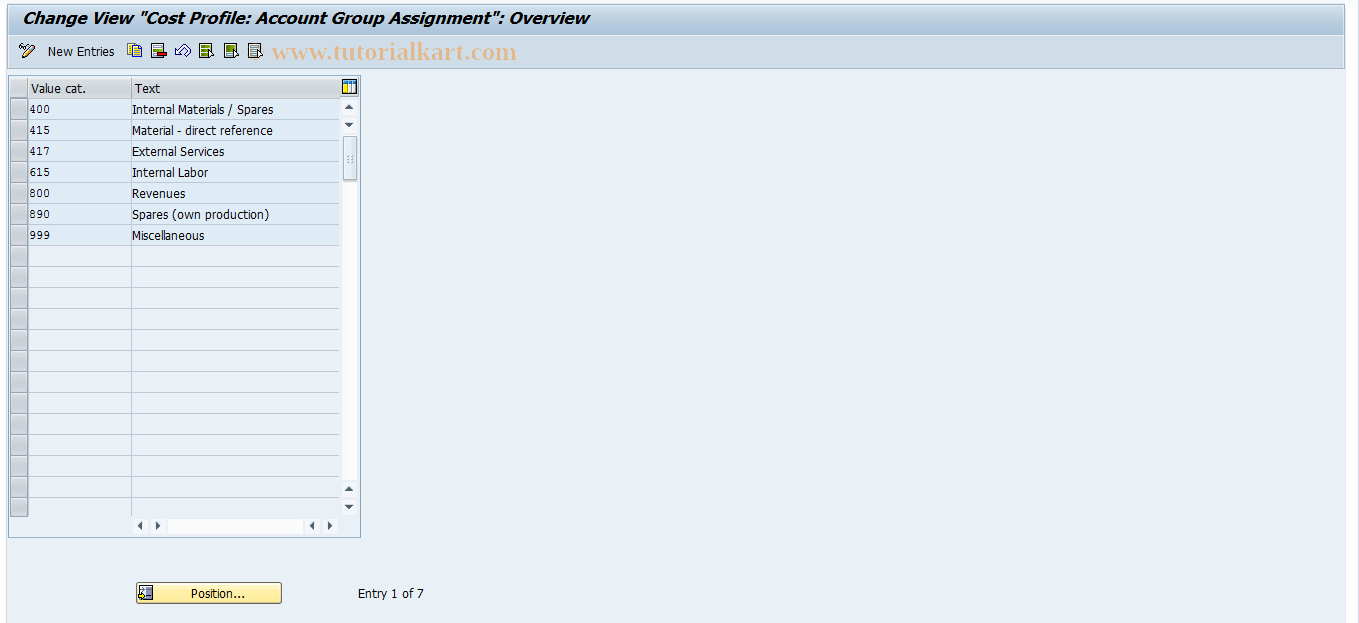 SAP TCode OIAP - Maintenance Order Cost Profile