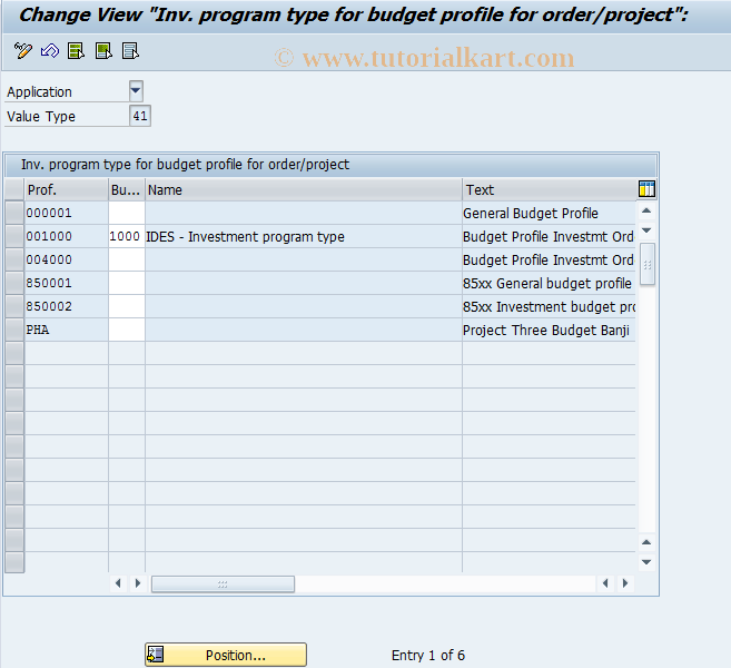 SAP TCode OIB4 - Budg. profile order -> inv.prog.type