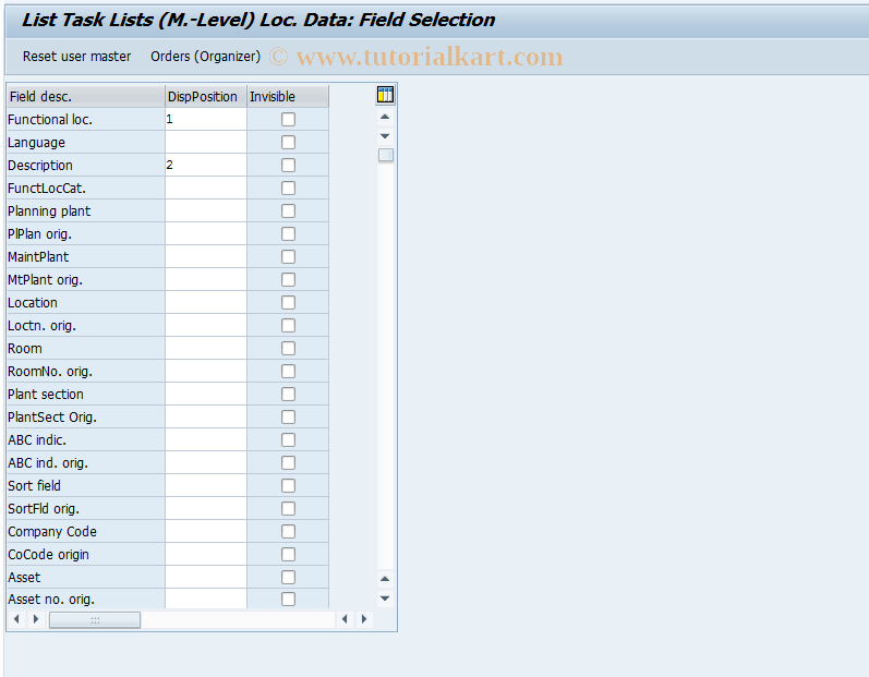 SAP TCode OIBD - List Task Lists (M.-Level) Location Data