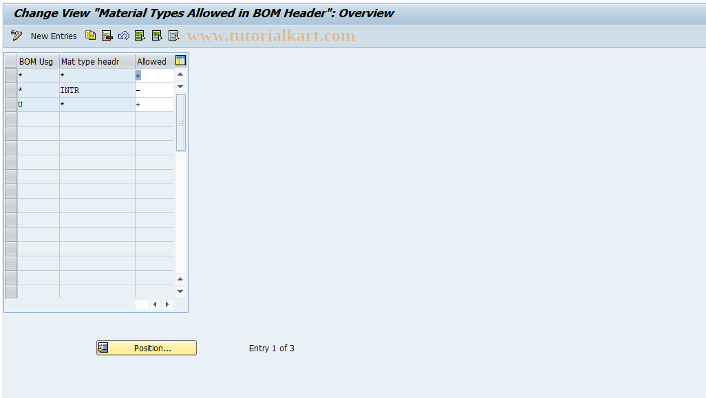 SAP TCode OICG - Valid Material Types in BOM
