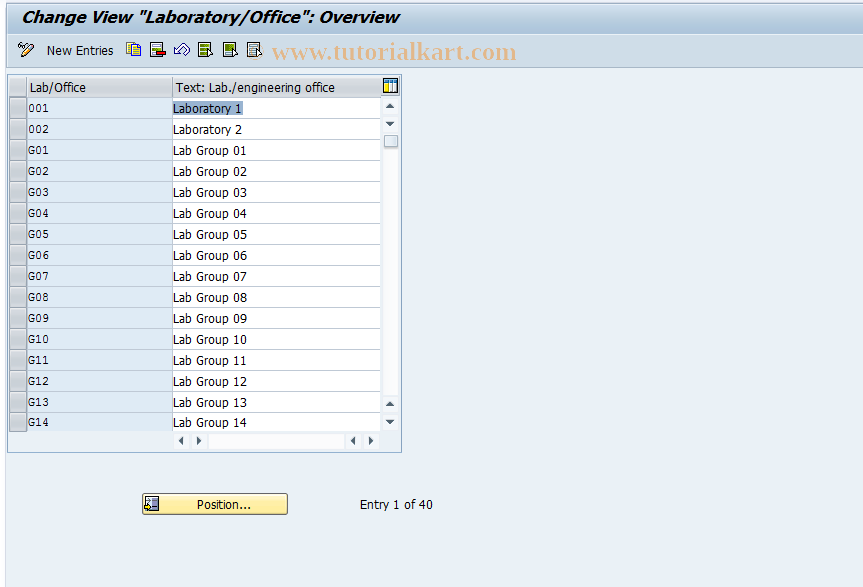 SAP TCode OICI - Laboratory/Office