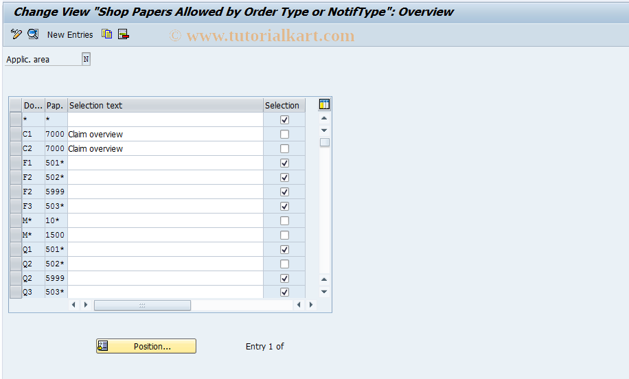 SAP TCode OIDB - PM Shop Papers by Notification Type