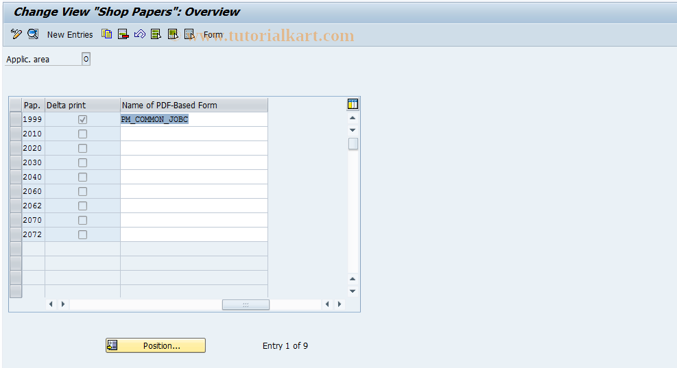 SAP TCode OIDF - PM Shop Papers for Orders