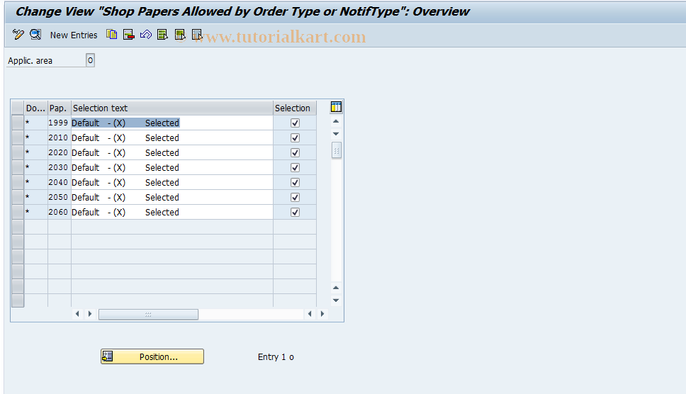 SAP TCode OIDG - PM Shop Papers by Order Type