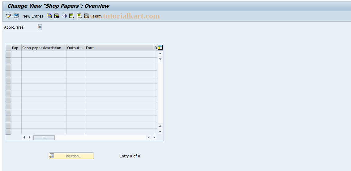 SAP TCode OIDP - PD Order - Define Shop Papers