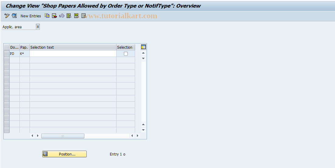 SAP TCode OIDQ - PD Shop Papers by Order Type