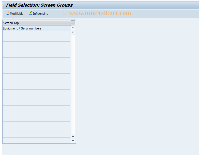 SAP TCode OIEF - EquipMaster Field Selection