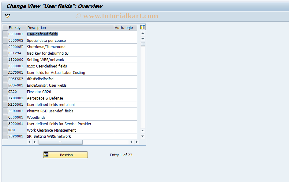 SAP TCode OILJ - User Fields